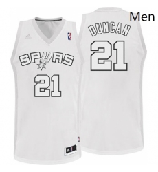 Mens Adidas San Antonio Spurs 21 Tim Duncan Swingman White Winter On Court NBA Jersey