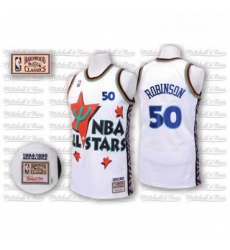 Mens Adidas San Antonio Spurs 50 David Robinson Swingman White 1995 All Star Throwback NBA Jersey