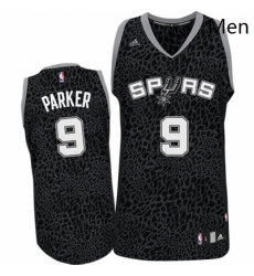 Mens Adidas San Antonio Spurs 9 Tony Parker Authentic Black Crazy Light NBA Jersey