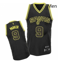 Mens Adidas San Antonio Spurs 9 Tony Parker Authentic Black Electricity Fashion NBA Jersey