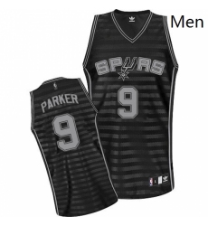 Mens Adidas San Antonio Spurs 9 Tony Parker Authentic BlackGrey Groove NBA Jersey