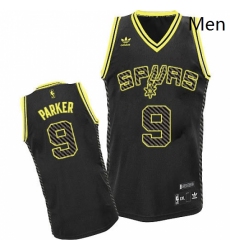 Mens Adidas San Antonio Spurs 9 Tony Parker Swingman Black Electricity Fashion NBA Jersey