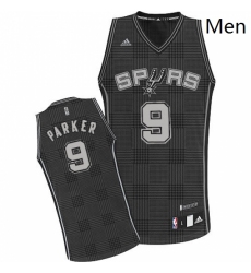Mens Adidas San Antonio Spurs 9 Tony Parker Swingman Black Rhythm Fashion NBA Jersey