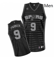 Mens Adidas San Antonio Spurs 9 Tony Parker Swingman BlackGrey Groove NBA Jersey