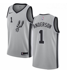 Mens Nike San Antonio Spurs 1 Kyle Anderson Authentic Silver Alternate NBA Jersey Statement Edition