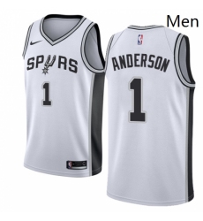 Mens Nike San Antonio Spurs 1 Kyle Anderson Authentic White Home NBA Jersey Association Edition