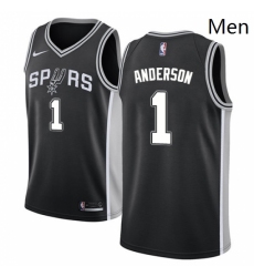 Mens Nike San Antonio Spurs 1 Kyle Anderson Swingman Black Road NBA Jersey Icon Edition