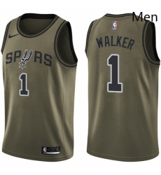Mens Nike San Antonio Spurs 1 Lonnie Walker Swingman Green Salute to Service NBA Jersey 