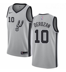 Mens Nike San Antonio Spurs 10 DeMar DeRozan Swingman Silver NBA Jersey Statement Edition 