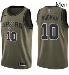 Mens Nike San Antonio Spurs 10 Dennis Rodman Swingman Green Salute to Service NBA Jersey