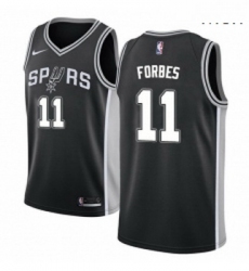 Mens Nike San Antonio Spurs 11 Bryn Forbes Swingman Black NBA Jersey Icon Edition 