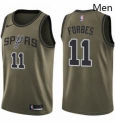 Mens Nike San Antonio Spurs 11 Bryn Forbes Swingman Green Salute to Service NBA Jersey 