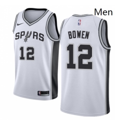 Mens Nike San Antonio Spurs 12 Bruce Bowen Authentic White Home NBA Jersey Association Edition