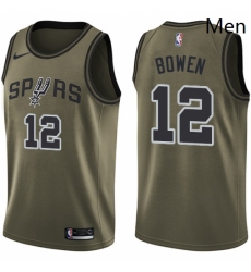 Mens Nike San Antonio Spurs 12 Bruce Bowen Swingman Green Salute to Service NBA Jersey
