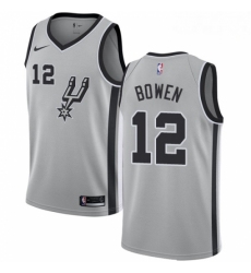Mens Nike San Antonio Spurs 12 Bruce Bowen Swingman Silver Alternate NBA Jersey Statement Edition