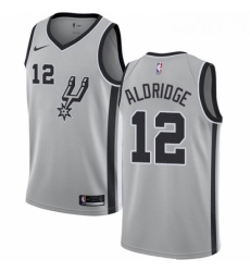 Mens Nike San Antonio Spurs 12 LaMarcus Aldridge Authentic Silver Alternate NBA Jersey Statement Edition