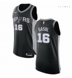 Mens Nike San Antonio Spurs 16 Pau Gasol Authentic Black Road NBA Jersey Icon Edition 