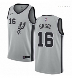 Mens Nike San Antonio Spurs 16 Pau Gasol Authentic Silver Alternate NBA Jersey Statement Edition 