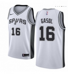 Mens Nike San Antonio Spurs 16 Pau Gasol Authentic White Home NBA Jersey Association Edition 