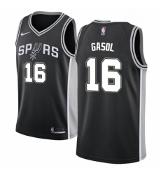 Mens Nike San Antonio Spurs 16 Pau Gasol Swingman Black Road NBA Jersey Icon Edition 