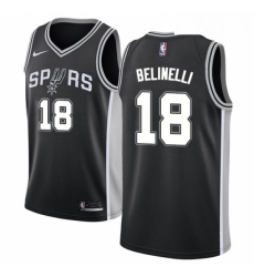 Mens Nike San Antonio Spurs 18 Marco Belinelli Swingman Black NBA Jersey Icon Edition 