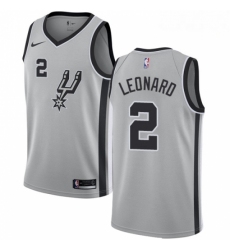 Mens Nike San Antonio Spurs 2 Kawhi Leonard Authentic Silver Alternate NBA Jersey Statement Edition