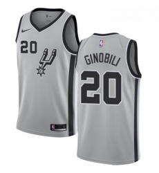 Mens Nike San Antonio Spurs 20 Manu Ginobili Authentic Silver Alternate NBA Jersey Statement Edition