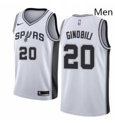 Mens Nike San Antonio Spurs 20 Manu Ginobili Authentic White Home NBA Jersey Association Edition