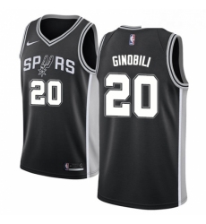Mens Nike San Antonio Spurs 20 Manu Ginobili Swingman Black Road NBA Jersey Icon Edition