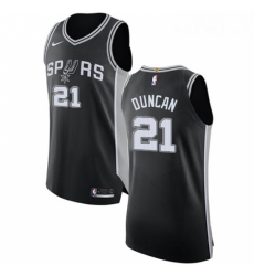 Mens Nike San Antonio Spurs 21 Tim Duncan Authentic Black Road NBA Jersey Icon Edition