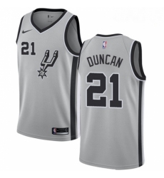 Mens Nike San Antonio Spurs 21 Tim Duncan Authentic Silver Alternate NBA Jersey Statement Edition