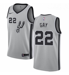Mens Nike San Antonio Spurs 22 Rudy Gay Authentic Silver Alternate NBA Jersey Statement Edition 