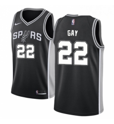 Mens Nike San Antonio Spurs 22 Rudy Gay Swingman Black Road NBA Jersey Icon Edition 