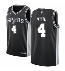 Mens Nike San Antonio Spurs 4 Derrick White Swingman Black Road NBA Jersey Icon Edition 