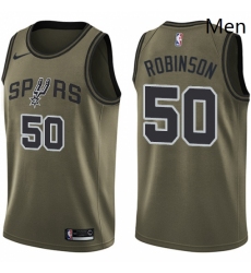 Mens Nike San Antonio Spurs 50 David Robinson Swingman Green Salute to Service NBA Jersey