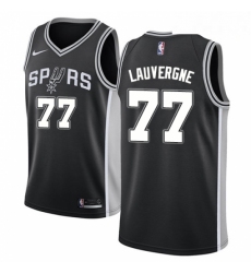 Mens Nike San Antonio Spurs 77 Joffrey Lauvergne Swingman Black Road NBA Jersey Icon Edition 