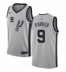 Mens Nike San Antonio Spurs 9 Tony Parker Authentic Silver Alternate NBA Jersey Statement Edition