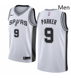Mens Nike San Antonio Spurs 9 Tony Parker Authentic White Home NBA Jersey Association Edition