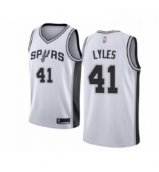 Mens San Antonio Spurs 41 Trey Lyles Authentic White Basketball Jersey Association Edition 