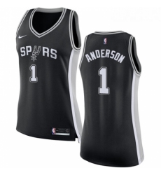 Womens Nike San Antonio Spurs 1 Kyle Anderson Swingman Black Road NBA Jersey Icon Edition