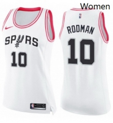 Womens Nike San Antonio Spurs 10 Dennis Rodman Swingman WhitePink Fashion NBA Jersey