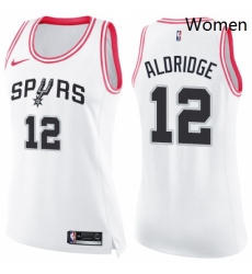Womens Nike San Antonio Spurs 12 LaMarcus Aldridge Swingman WhitePink Fashion NBA Jersey