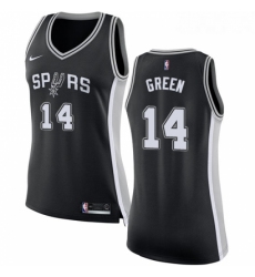 Womens Nike San Antonio Spurs 14 Danny Green Authentic Black Road NBA Jersey Icon Edition
