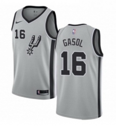 Womens Nike San Antonio Spurs 16 Pau Gasol Authentic Silver Alternate NBA Jersey Statement Edition 