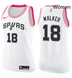 Womens Nike San Antonio Spurs 18 Lonnie Walker Swingman White Pink Fashion NBA Jersey 