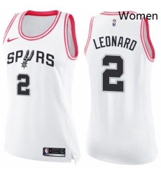 Womens Nike San Antonio Spurs 2 Kawhi Leonard Swingman WhitePink Fashion NBA Jersey