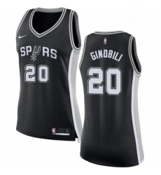 Womens Nike San Antonio Spurs 20 Manu Ginobili Swingman Black Road NBA Jersey Icon Edition