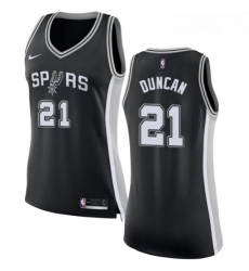 Womens Nike San Antonio Spurs 21 Tim Duncan Swingman Black Road NBA Jersey Icon Edition