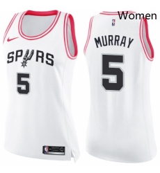 Womens Nike San Antonio Spurs 5 Dejounte Murray Swingman WhitePink Fashion NBA Jersey