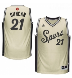 Youth Adidas San Antonio Spurs 21 Tim Duncan Authentic Cream 2015 16 Christmas Day NBA Jersey